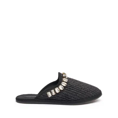 Shop Casadei Capalbio Crystal Flats - Woman Flats And Loafers Black 37