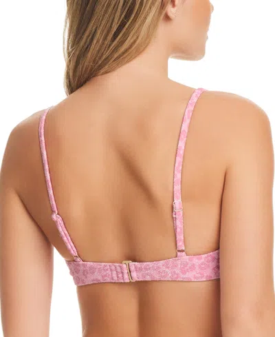 Jessica Simpson Animal Print Bikini Top Cover Up Skirt In Sparkly Pink
