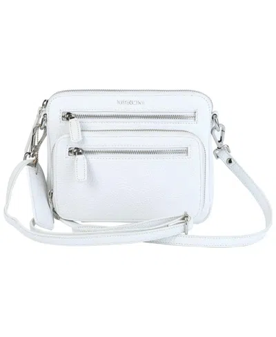Shop Mancini Pebbled Collection Valerie Leather Mini Crossbody Bag In White