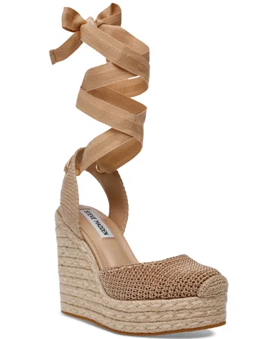 Shop Steve Madden Women's Locket Tie-up Wrap Platform Wedge Sandals In Bronze Multi