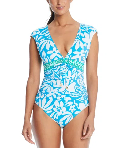 Shop Bleu By Rod Beattie Women's Cap-sleeve One-piece Swimsuit In Coldwater