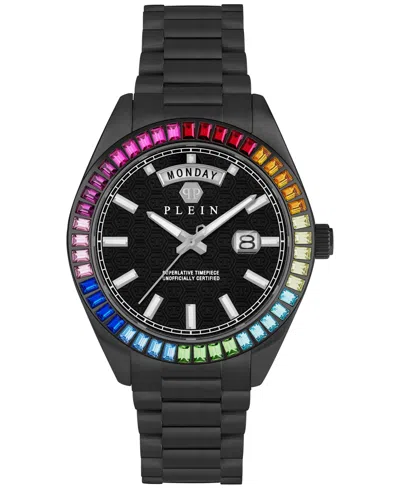 Shop Philipp Plein Men's Date Superlative Black Ion Plated Stainless Steel Bracelet Watch 42mm
