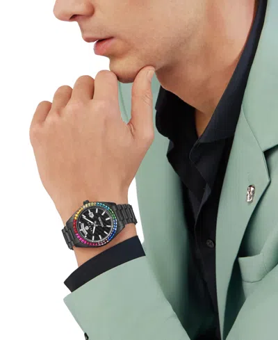 Shop Philipp Plein Men's Date Superlative Black Ion Plated Stainless Steel Bracelet Watch 42mm