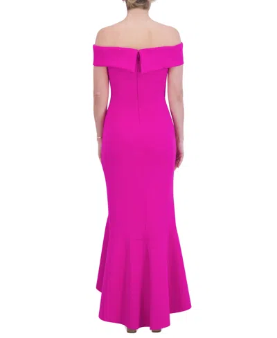 Shop Eliza J Women's High-low Off-the-shoulder Gown In Fuchsia