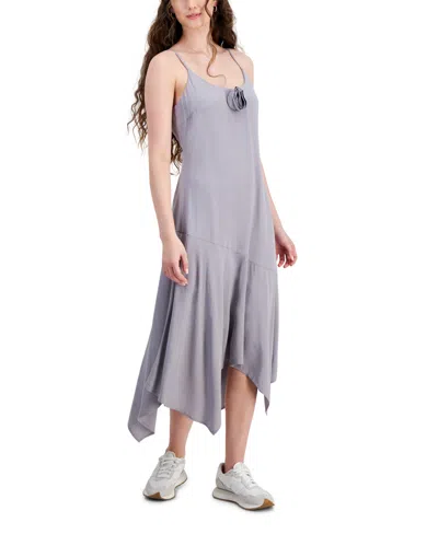 Shop Tinseltown Juniors' Rosette Midi Dress In Sleet