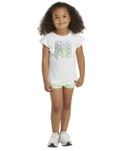 Shop Adidas Originals Little & Toddler Girls Graphic T-shirt & Mesh Shorts, 2 Piece Set In White