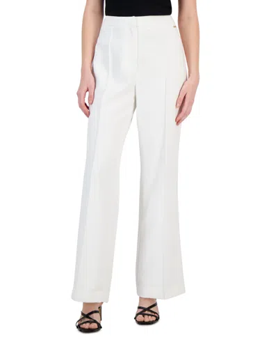 Shop T Tahari Women's High-rise Wide-leg Pants In White Star