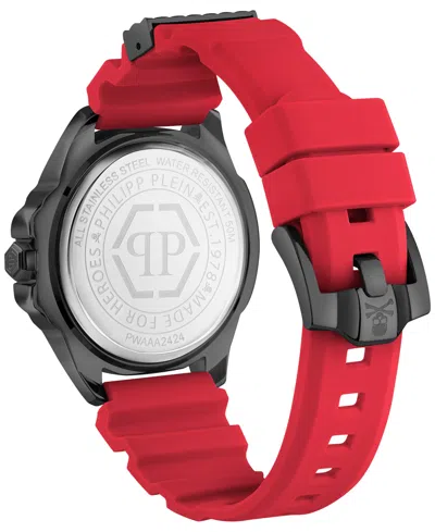 Philipp Plein Men's The Skull Red Silicone Strap Watch 44mm In Black