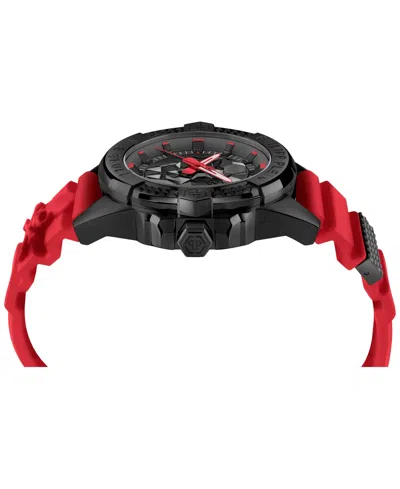 Philipp Plein Men's The Skull Red Silicone Strap Watch 44mm In Black