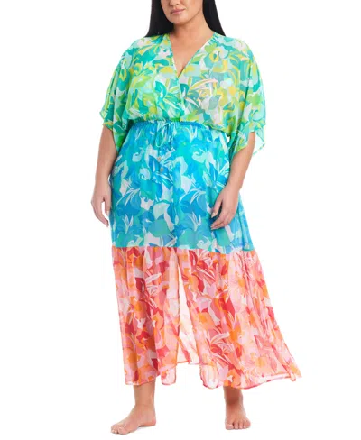Shop Bleu By Rod Beattie Plus Size Chiffon Cover-up Dress In Multi