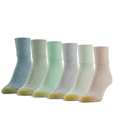 Shop Gold Toe Women's 6-pack Casual Turn Cuff Socks In Assorted
