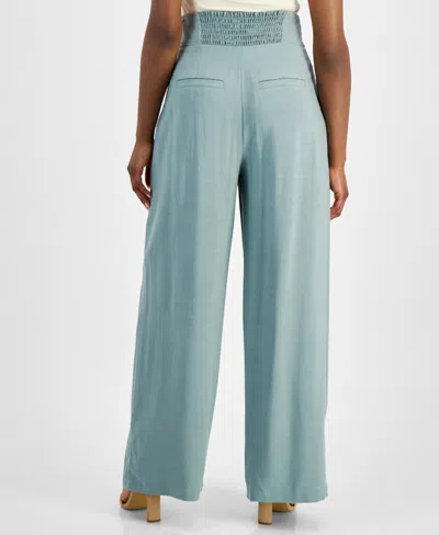 Shop Bar Iii Petite High Rise Pleat-front Wide Leg Pants, Created For Macy's In Bright White