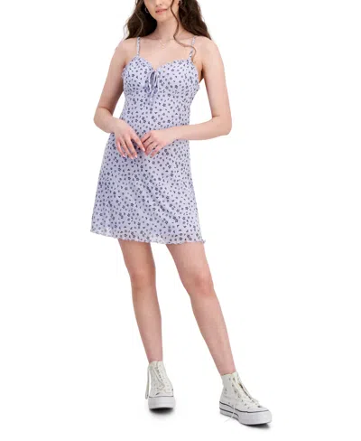 Shop Hippie Rose Juniors' Mesh Mini Dress In Lilac Floral
