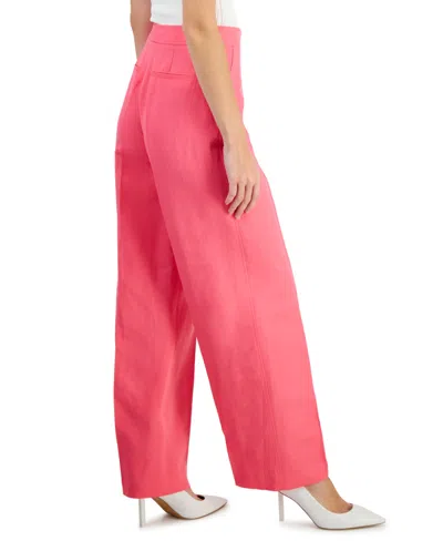 Shop Anne Klein Women's Linen-blend High Rise Wide-leg Pants In Golden Yel