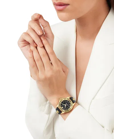 Shop Philipp Plein Women's Lady Rock Gold-tone Studded Black Leather Strap Watch 38mm