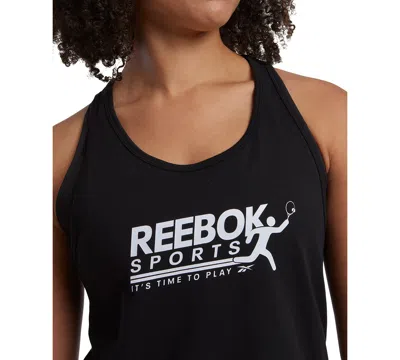Shop Reebok Women's Logo Graphic Cotton Tank Top In Black