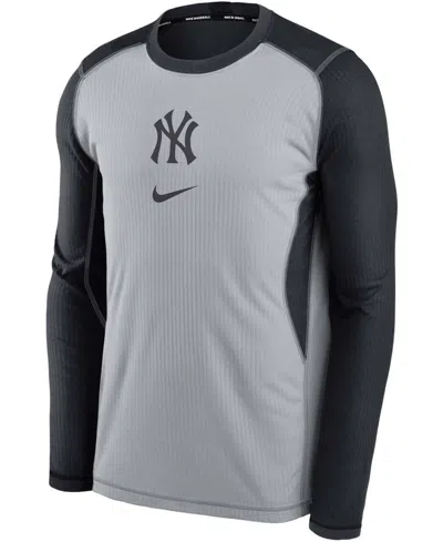 Shop Nike Men's Gray, Navy New York Yankees Authentic Collection Game Performance Pullover Sweatshirt