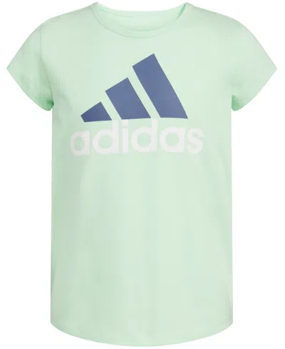 Shop Adidas Originals Big Girls Short-sleeve Cotton Essential Logo Graphic T-shirt In Semi Green Spark