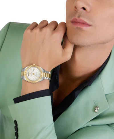 Shop Philipp Plein Men's Date Superlative Stainless Two-tone Steel Bracelet Watch 42mm In Two Tone