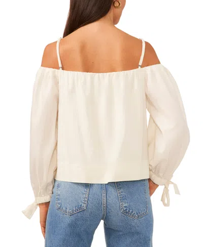 Shop 1.state Women's Tie Cuff Cold Shoulder Blouse In Ultra White