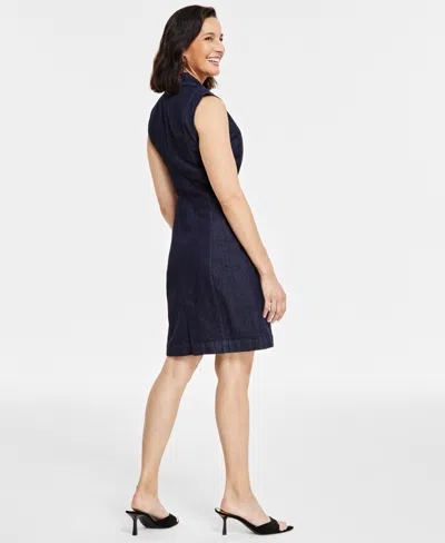 Shop Inc International Concepts Women's Denim Blazer Dress, Created For Macy's In Dark Indigo