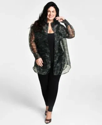 Shop Nina Parker Trendy Plus Size Organza Shirt Catsuit In Camo