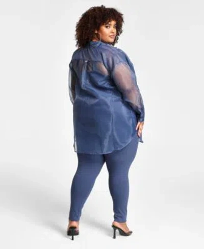 Shop Nina Parker Trendy Plus Size Organza Shirt Catsuit In Camo