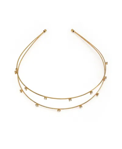 Ettika Delicate Crystal Dotted Gold-tone Headband In Gold