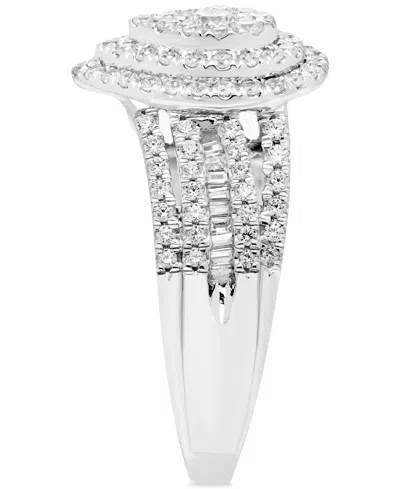 Shop Macy's Diamond Pear-shaped Halo Cluster Engagement Ring (1 Ct. T.w.) In 14k White Gold