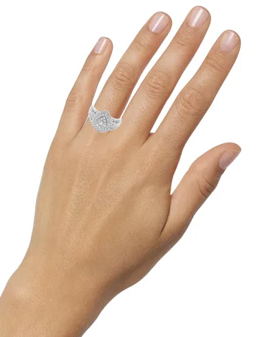 Shop Macy's Diamond Pear-shaped Halo Cluster Engagement Ring (1 Ct. T.w.) In 14k White Gold