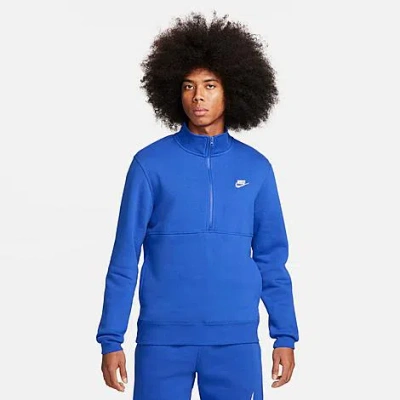 Shop Nike Men's Sportswear Club Half-zip Pullover Jacket In Game Royal/game Royal/white