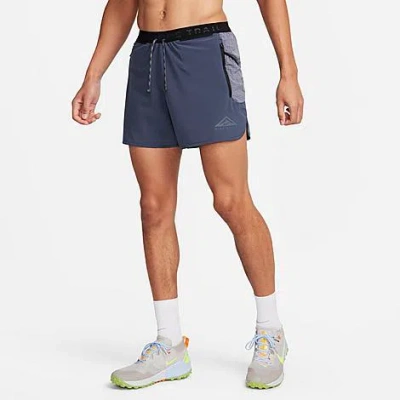 Shop Nike Men's Trail Second Sunrise Dri-fit Brief-lined 5" Running Shorts In Thunder Blue/light Carbon/black