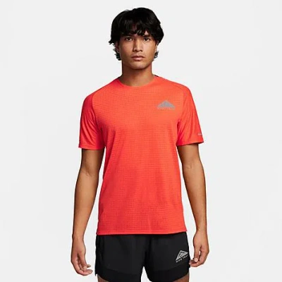 Shop Nike Men's Trail Solar Chase Dri-fit Short-sleeve Running Top In Cosmic Clay/summit White