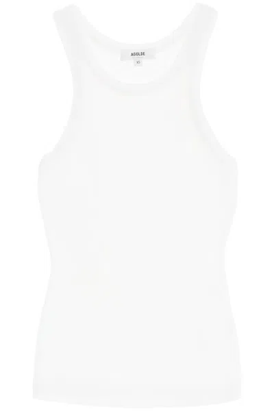 Shop Agolde Ribbed Sleeveless Top B In White