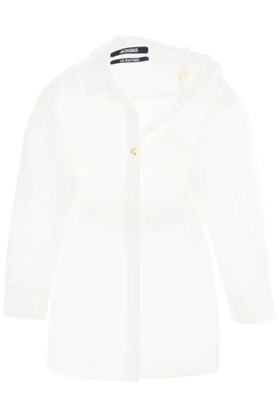 Shop Jacquemus The Mini Shirt Dress Chemise G In White