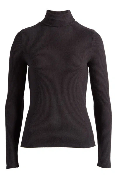 Faherty Legend Rib Turtleneck Sweater In Black