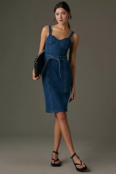 Shop Paige Giulia Denim Mini Dress In Blue