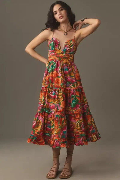 Shop Farm Rio Beaded Spring Sleeveless Midi Dress In Multicolor