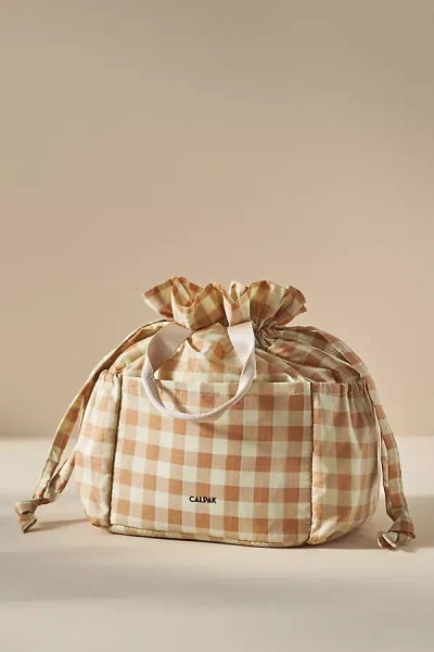 Calpak Insulated Lunch Bag In Gingham In Beige