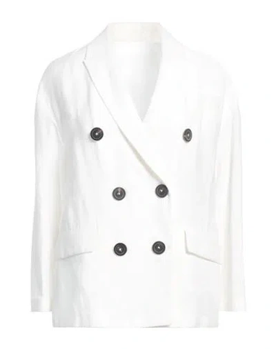Shop Breras Milano Woman Blazer White Size 4 Linen, Polyamide