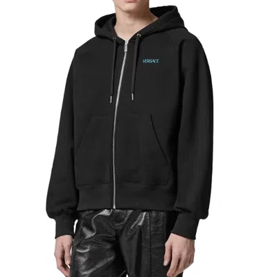 Shop Versace Hooded Sweatshirt In 黑色的