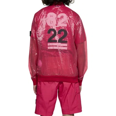 Stone Island Semi-transparent Nylon Bomber Jacket In Pink