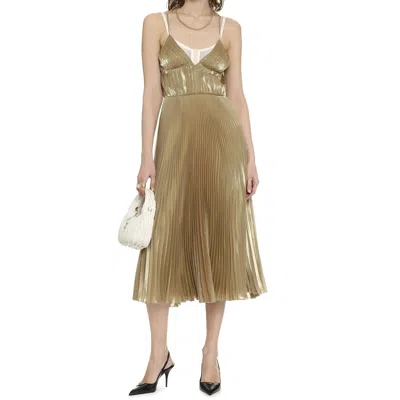Shop Prada Midi Dress In Gold