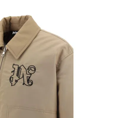 Palm Angels Padded Bomber Jacket Men In Beige
