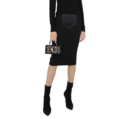 Dolce & Gabbana Midi Skirt In Powernet And Satin In Black