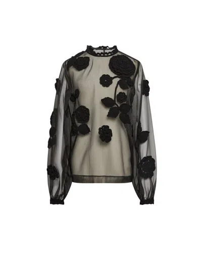 Shop Dolce & Gabbana Organza Blouse In 黑色的