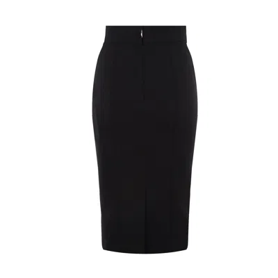 Dolce & Gabbana Midi Skirt In Powernet And Satin In Black