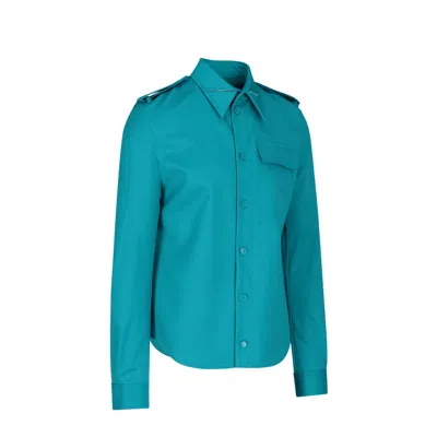 Bottega Veneta Grain De Poudre Wool Shirt Men In 绿色的