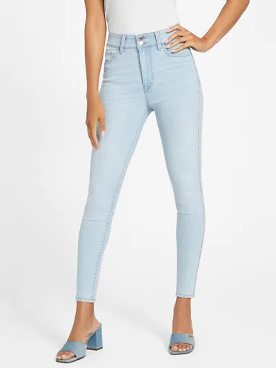 Shop Guess Factory Eco Julieta Bling High-rise Skinny Jeans In Blue
