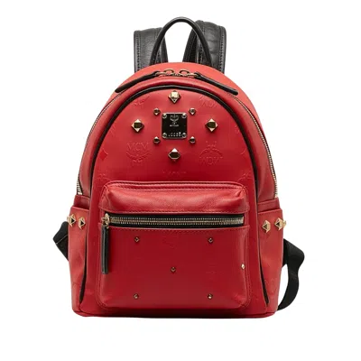 Shop Mcm Visetos Canvas Backpack Bag () In Red